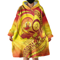 Vanuatu 46 Yia Indipendens Anivesari Wearable Blanket Hoodie Tamtam Drum With Boar Tusk LT05 - Polynesian Pride
