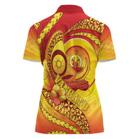 Vanuatu 46 Yia Indipendens Anivesari Women Polo Shirt Tamtam Drum With Boar Tusk LT05 - Polynesian Pride