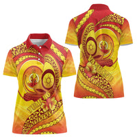 Vanuatu 46 Yia Indipendens Anivesari Women Polo Shirt Tamtam Drum With Boar Tusk LT05 - Polynesian Pride