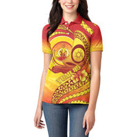 Vanuatu 46 Yia Indipendens Anivesari Women Polo Shirt Tamtam Drum With Boar Tusk LT05 - Polynesian Pride