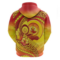 Vanuatu 46 Yia Indipendens Anivesari Zip Hoodie Tamtam Drum With Boar Tusk LT05 - Polynesian Pride