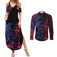 Samoan Pride Couples Matching Summer Maxi Dress and Long Sleeve Button Shirt The Tui Manua - Polynesian Pride