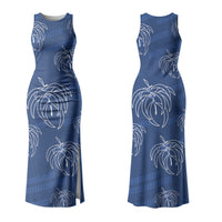 Aloha Hawaii Acacia Koa Leaves Family Matching Tank Maxi Dress and Hawaiian Shirt Navy Kakau Tribal Pattern LT05 Mom's Dress Navy - Polynesian Pride