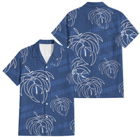Aloha Hawaii Acacia Koa Leaves Family Matching Tank Maxi Dress and Hawaiian Shirt Navy Kakau Tribal Pattern LT05 Dad's Shirt - Short Sleeve Navy - Polynesian Pride
