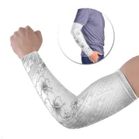 Lotu Tamaiti Samoa Arm Sleeves White Sunday Polynesian Tribal Pattern Elegant Style - Polynesian Pride