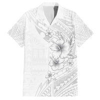 Lotu Tamaiti Samoa Family Matching Off The Shoulder Long Sleeve Dress and Hawaiian Shirt White Sunday Polynesian Tribal Pattern Elegant Style LT05 Dad's Shirt - Short Sleeve White - Polynesian Pride