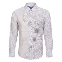 Lotu Tamaiti Samoa Family Matching Off The Shoulder Long Sleeve Dress and Hawaiian Shirt White Sunday Polynesian Tribal Pattern Elegant Style LT05 Dad's Shirt - Long Sleeve White - Polynesian Pride
