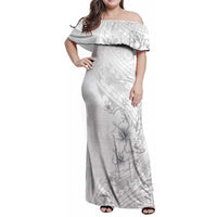 Lotu Tamaiti Samoa Family Matching Off Shoulder Maxi Dress and Hawaiian Shirt White Sunday Polynesian Tribal Pattern Elegant Style LT05 Mom's Dress White - Polynesian Pride