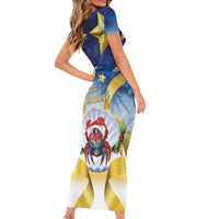 Niue Christmas Short Sleeve Bodycon Dress Seashell Santa Beach Vibes - Polynesian Pride