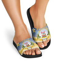 Niue Christmas Slide Sandals Seashell Santa Beach Vibes - Polynesian Pride