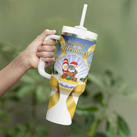 Niue Christmas Tumbler With Handle Seashell Santa Beach Vibes - Polynesian Pride