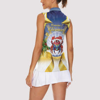 Niue Christmas Women Sleeveless Polo Shirt Seashell Santa Beach Vibes - Polynesian Pride