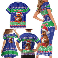 New Zealand Christmas Family Matching Short Sleeve Bodycon Dress and Hawaiian Shirt Have Yourself A Kiwi-tastic Christmas - Polynesian Pride