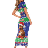 New Zealand Christmas Short Sleeve Bodycon Dress Have Yourself A Kiwi-tastic Christmas - Polynesian Pride