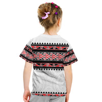 New Zealand Aotearoa Kid T Shirt With Kowhaiwhai Pattern Red Version LT05 - Polynesian Pride