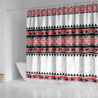 New Zealand Aotearoa Shower Curtain With Kowhaiwhai Pattern Red Version LT05 - Polynesian Pride