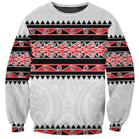 New Zealand Aotearoa Sweatshirt With Kowhaiwhai Pattern Red Version LT05 Unisex Red - Polynesian Pride