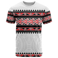 New Zealand Aotearoa T Shirt With Kowhaiwhai Pattern Red Version LT05 Red - Polynesian Pride
