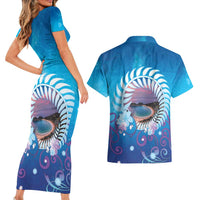 New Zealand Matapouri Beach Landscape Couples Matching Short Sleeve Bodycon Dress and Hawaiian Shirt LT05 - Polynesian Pride