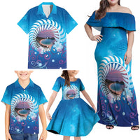 New Zealand Matapouri Beach Landscape Family Matching Off Shoulder Maxi Dress and Hawaiian Shirt LT05 - Polynesian Pride