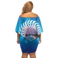 New Zealand Matapouri Beach Landscape Family Matching Off Shoulder Short Dress and Hawaiian Shirt LT05 - Polynesian Pride