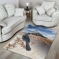 New Zealand Mount Taranaki Landscape Area Rug Kokako Bird Polynesian Style LT05 - Polynesian Pride