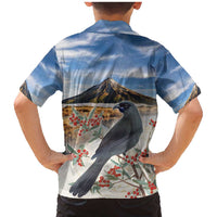 New Zealand Mount Taranaki Landscape Family Matching Mermaid Dress and Hawaiian Shirt Kokako Bird Polynesian Style LT05 - Polynesian Pride