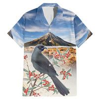 New Zealand Mount Taranaki Landscape Family Matching Mermaid Dress and Hawaiian Shirt Kokako Bird Polynesian Style LT05 Dad's Shirt - Short Sleeve Blue - Polynesian Pride