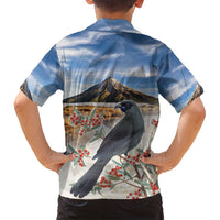 New Zealand Mount Taranaki Landscape Family Matching Puletasi and Hawaiian Shirt Kokako Bird Polynesian Style LT05 - Polynesian Pride
