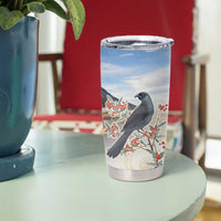 New Zealand Mount Taranaki Landscape Tumbler Cup Kokako Bird Polynesian Style