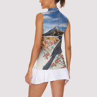New Zealand Mount Taranaki Landscape Women Sleeveless Polo Shirt Kokako Bird Polynesian Style LT05 - Polynesian Pride