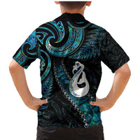 New Zealand Aotearoa Family Matching Mermaid Dress and Hawaiian Shirt Maori Manaia Paua Shell Glitter Turquoise LT05 - Polynesian Pride