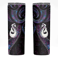 New Zealand Aotearoa Skinny Tumbler Maori Manaia Paua Shell Glitter Purple LT05 Purple - Polynesian Pride