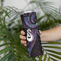 New Zealand Aotearoa Skinny Tumbler Maori Manaia Paua Shell Glitter Purple LT05 - Polynesian Pride