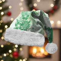 Aloha Hawaii Palaka Christmas Santa Hat Green Plumeria Lei LT05 With Fur Green - Polynesian Pride