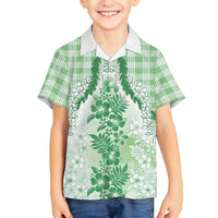 Aloha Hawaii Palaka Hawaiian Shirt Green Plumeria Lei - Polynesian Pride