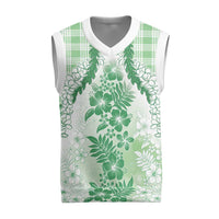Aloha Hawaii Palaka Christmas Knitted V-Neck Vest Green Plumeria Lei LT05 Green - Polynesian Pride