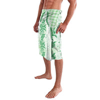 Aloha Hawaii Palaka Lavalava Green Plumeria Lei - Polynesian Pride