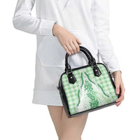 Aloha Hawaii Palaka Shoulder Handbag Green Plumeria Lei - Polynesian Pride