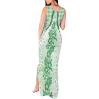 Aloha Hawaii Palaka Tank Maxi Dress Green Plumeria Lei LT05 - Polynesian Pride