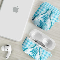 Aloha Hawaii Palaka AirPods Case Blue Plumeria Lei - Polynesian Pride