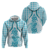 Aloha Hawaii Palaka Zip Hoodie Blue Plumeria Lei - Polynesian Pride