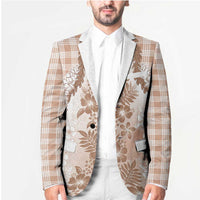 Aloha Hawaii Palaka Blazer Beige Plumeria Lei - Polynesian Pride