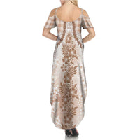 Aloha Hawaii Palaka Family Matching Summer Maxi Dress and Hawaiian Shirt Beige Plumeria Lei LT05 - Polynesian Pride