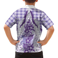 Aloha Hawaii Palaka Hawaiian Shirt Purple Plumeria Lei - Polynesian Pride