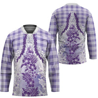 Aloha Hawaii Palaka Hockey Jersey Purple Plumeria Lei - Polynesian Pride