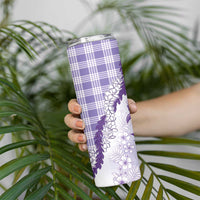 Aloha Hawaii Palaka Skinny Tumbler Purple Plumeria Lei - Polynesian Pride
