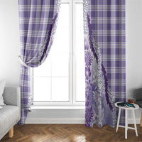 Aloha Hawaii Palaka Window Curtain Purple Plumeria Lei - Polynesian Pride