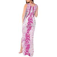Aloha Hawaii Palaka Tank Maxi Dress Pink Plumeria Lei - Polynesian Pride