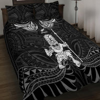 New Zealand Maori Taiaha Quilt Bed Set Tiki Warrior Black LT05 - Polynesian Pride